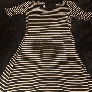 Striped black white midi dress- M